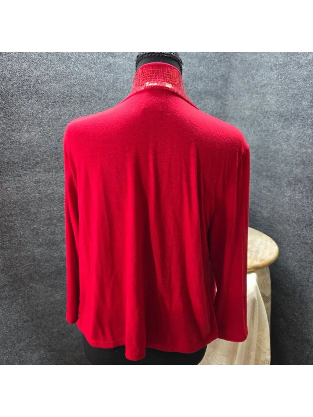 Sequin Cardigan Shrug 16W Red Cocktail Valentine Evening Cherry Girl Christmas